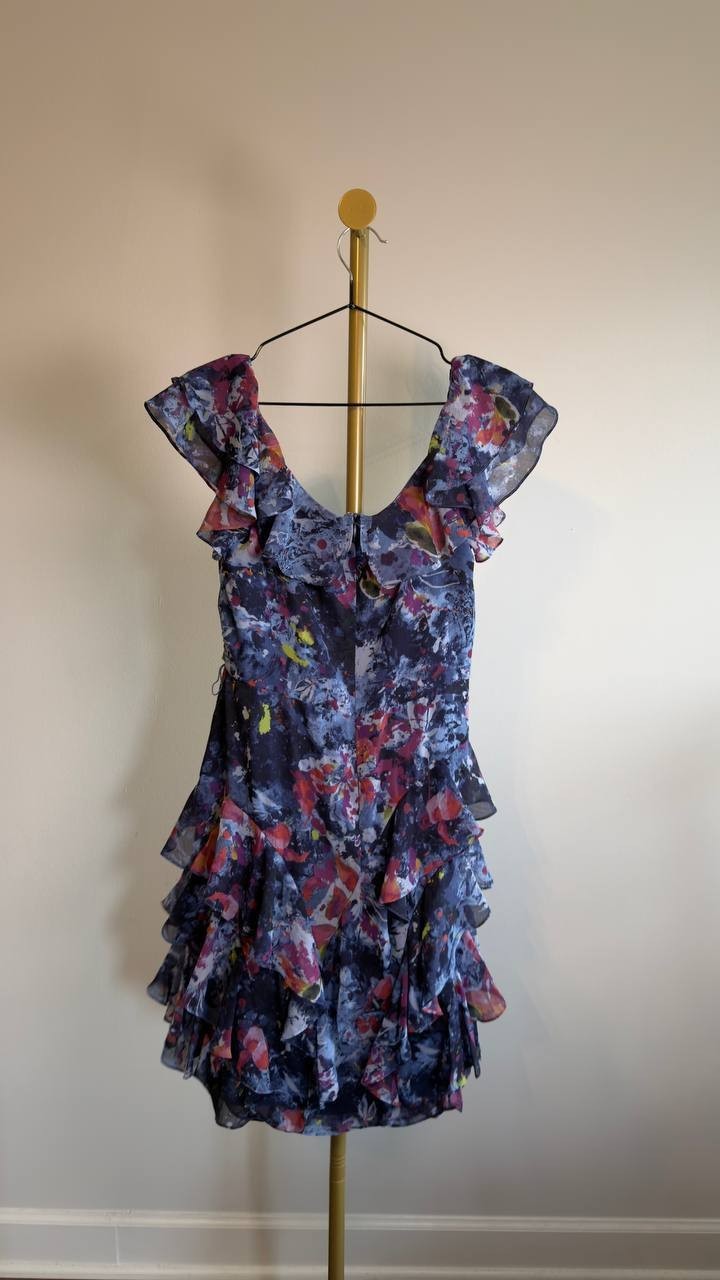 Lauren Ralph Lauren Off‑Shoulder Print Cocktail Dress 12 Blue Multi NWT $225