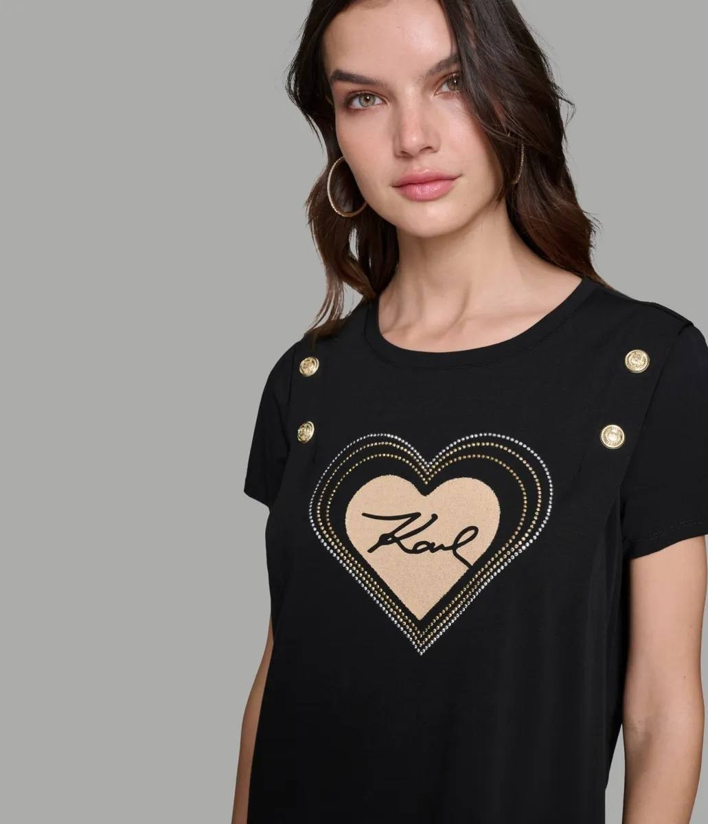 Karl Lagerfeld Paris Choupette Tee Dress w/ Buttons Black Size M NWT $99 – Chic