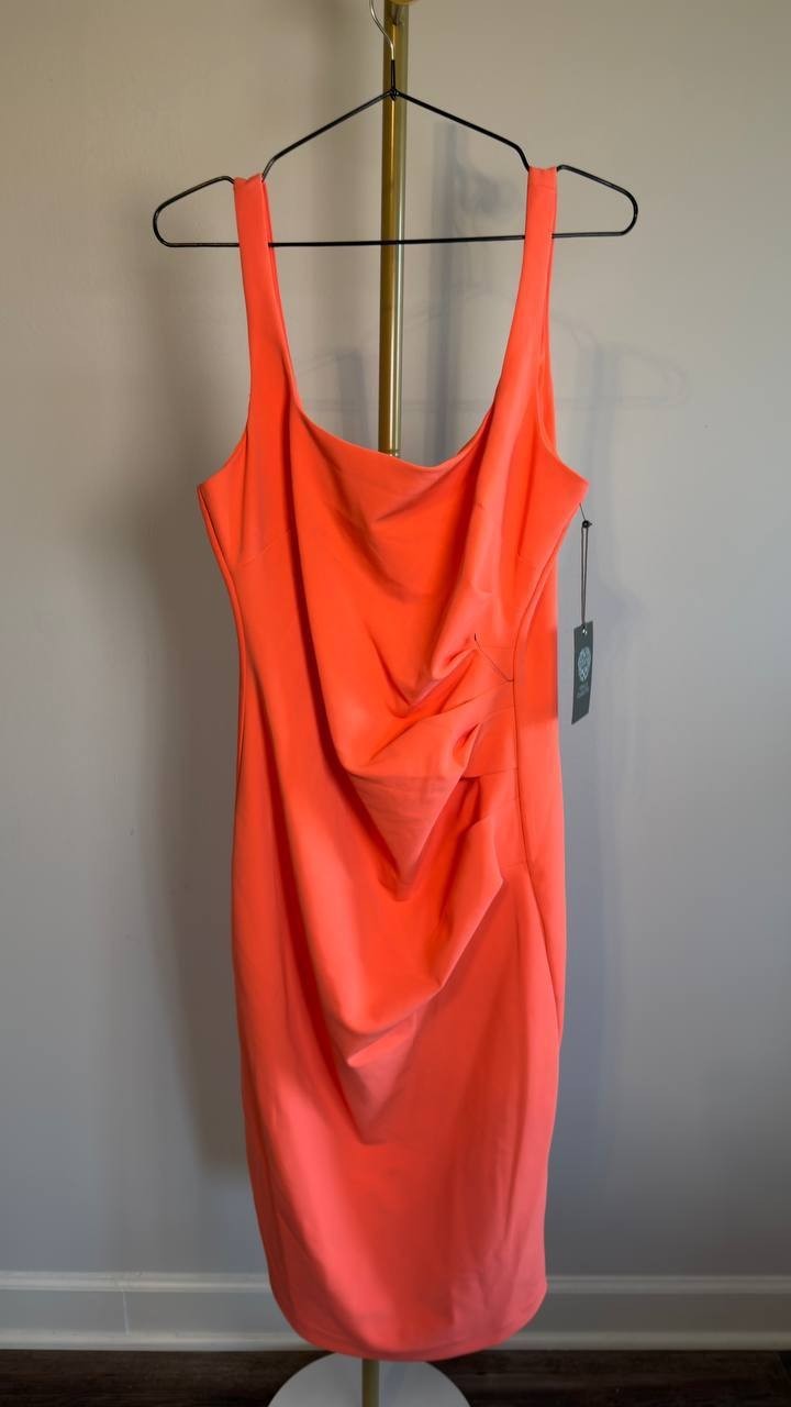Vince Camuto Square Neck Bodycon Dress Coral 12 NWT $148