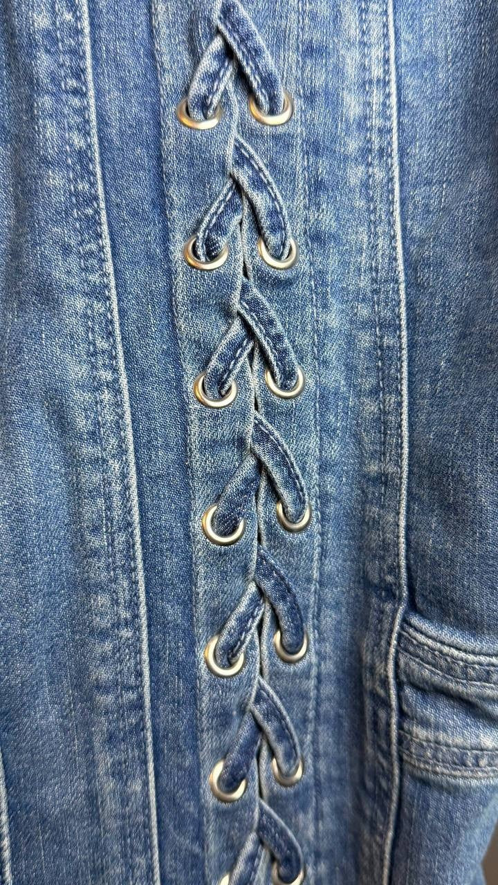 Guess Denim Lace‑Up Lisbeth Dress Blue M NWT $188