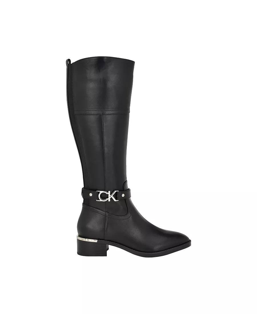 Calvin Klein Daphny Boots 7M Black Man‑Made Knee‑High Pointy Toe NIB msrp$169