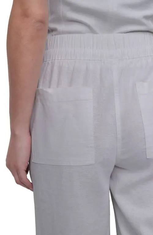 DKNY Linen-Blend Drawstring Wide-Leg Pants Light white L $89 NWT