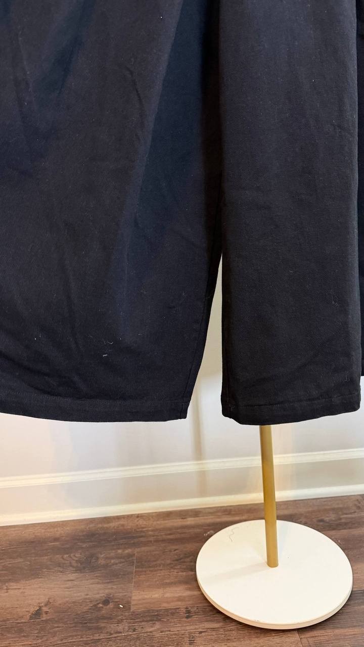 Gracia Wide Leg Pant Black Pleated High Rise Denim Look Trousers Size L NWT $130