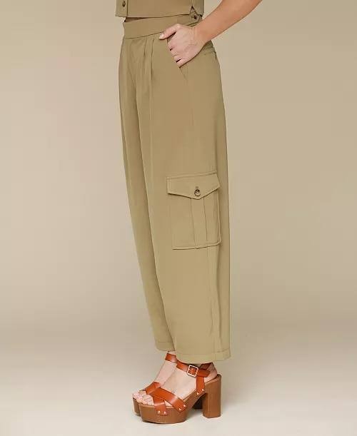 Avec Les Filles Barrel-Leg Cargo Pants Beige 14 NWOT $99