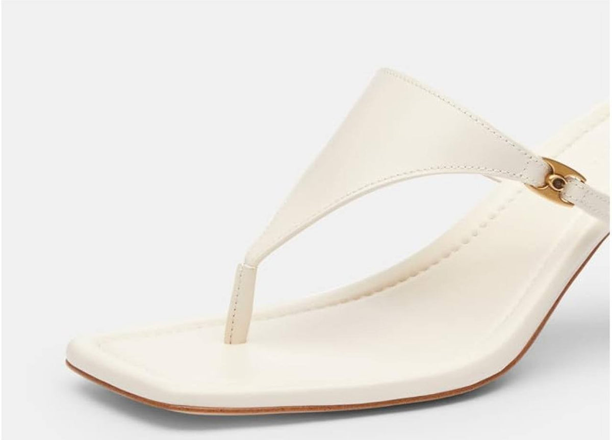 Coach  Heritage   Sandals  Chalk  Leather  8 B  New  in  Box  $175
