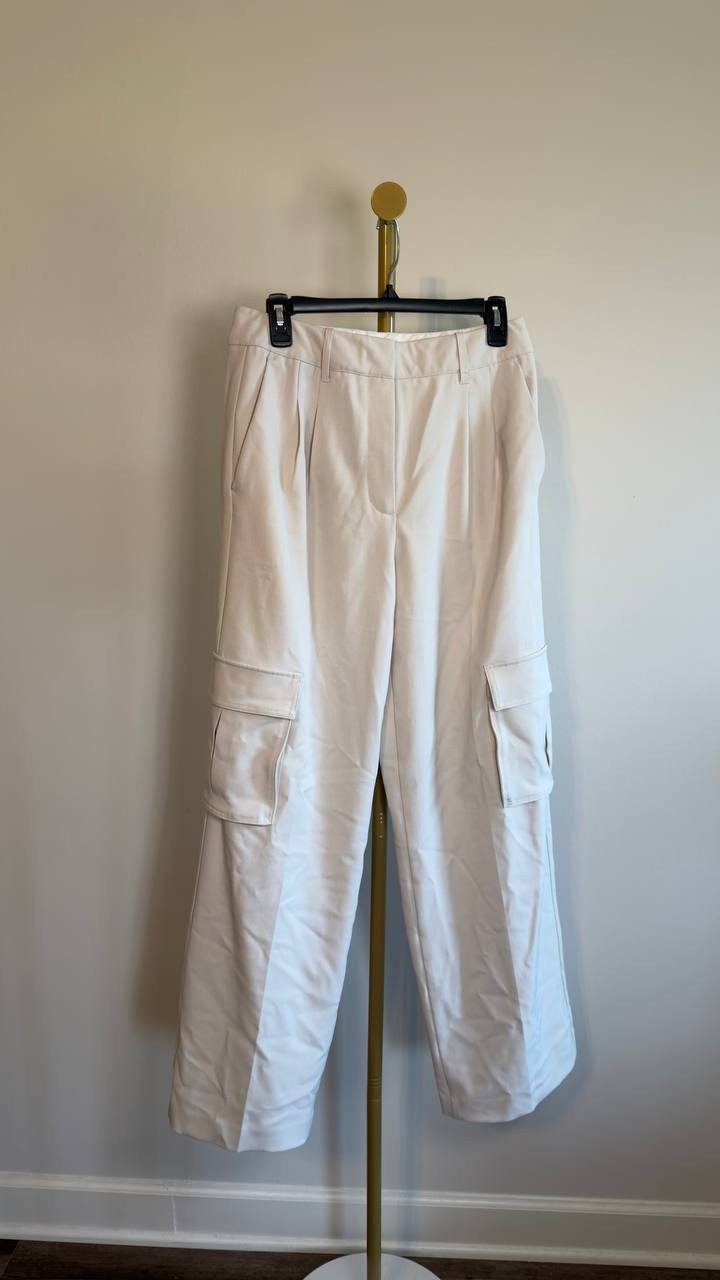 Guess Eco Matea Perfect Cargo Pants Ivory M NWOT $148