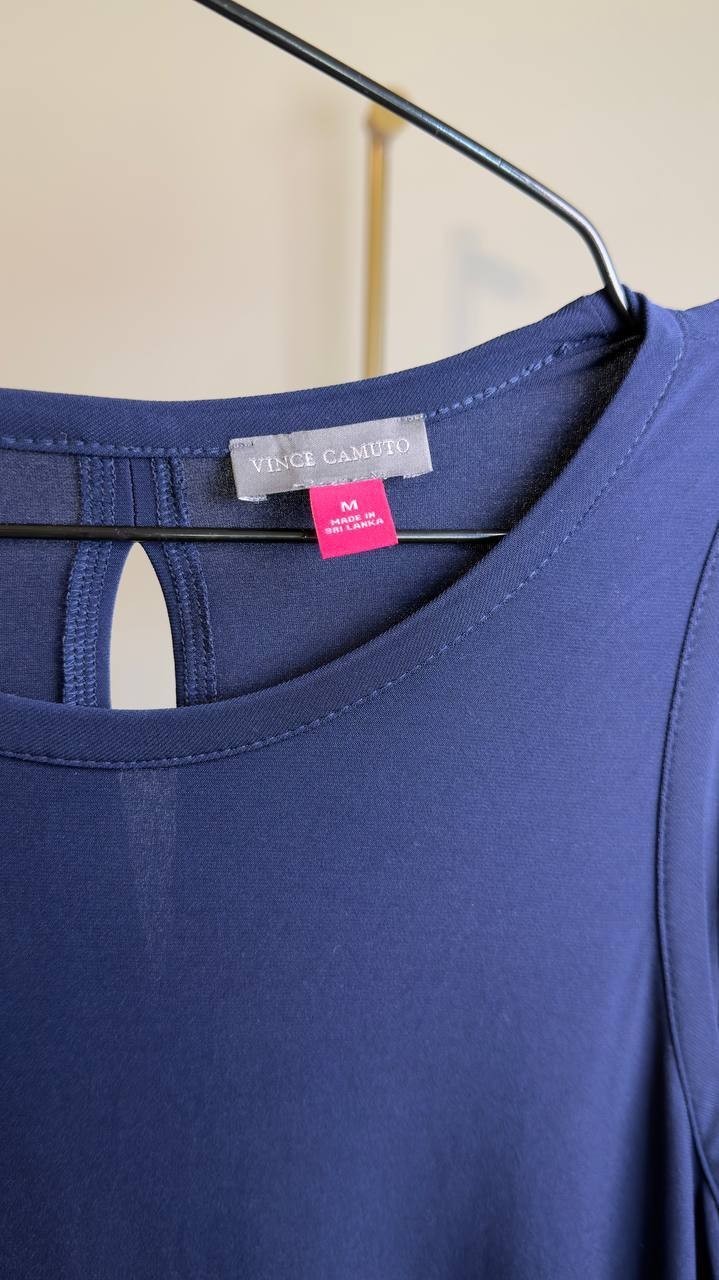 Vince Camuto Sleeveless Keyhole-Back Crewneck Maxi Dress Classic Navy M NWT $69