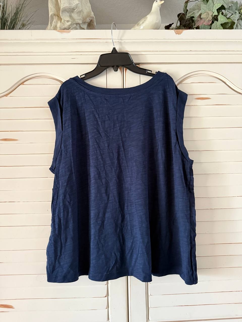 Liverpool Mixed Media Sleeveless Top XL Dark Navy NWT $59
