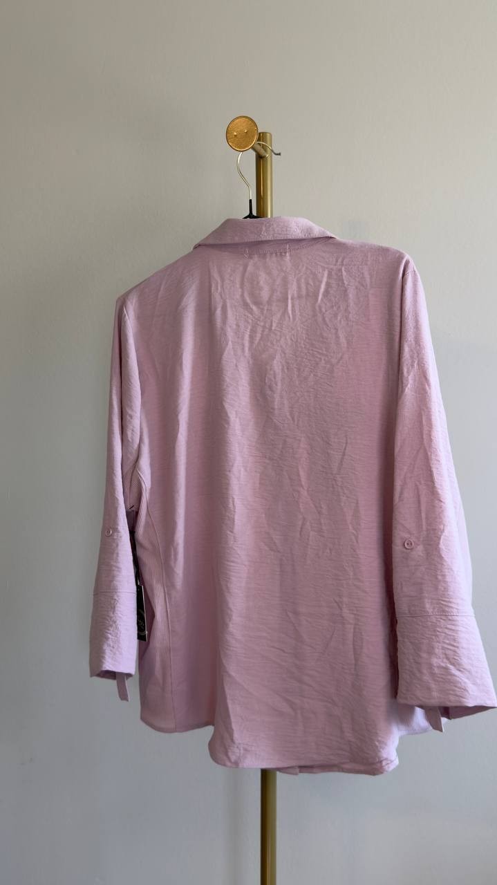 Liberty Love Roll‑Tab Button Front Shirt Pink XL NWT $19