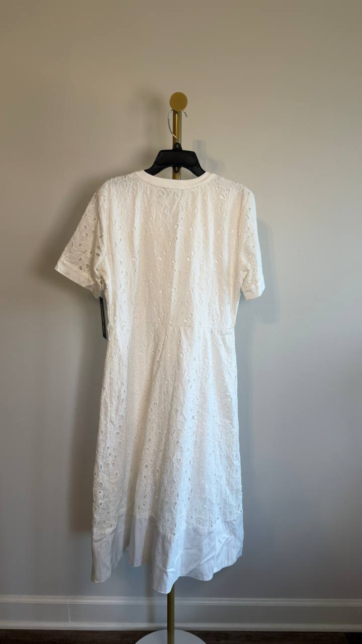 Karl Lagerfeld Cotton Eyelet Button‑Front Dress White 6 NWT $199