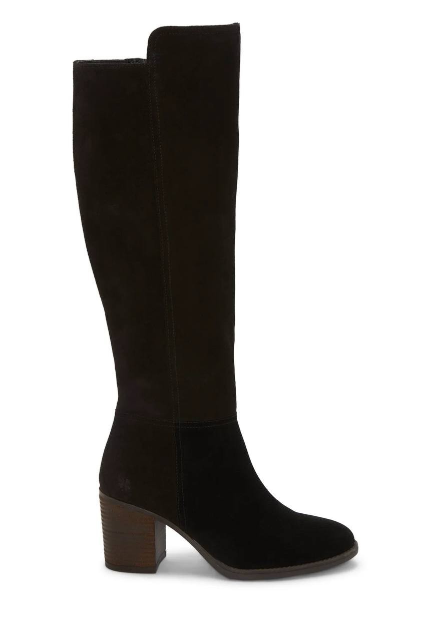 Lucky Brand Bonnay Extra Wide Calf Knee High Boots Black 8M Suede $189 NWB