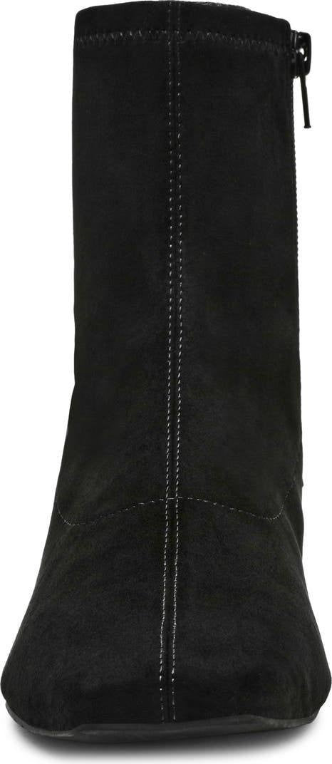 Anne Klein Russ Bootie Black Suede Women’s 7.5M NWB Low Heel Zip $129