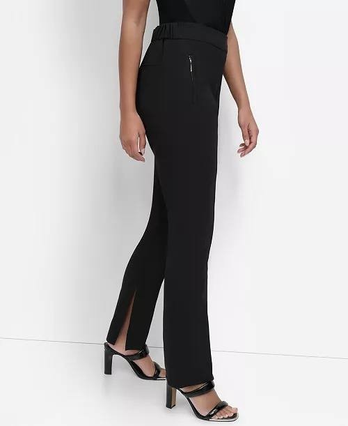 DKNY Split‑Hem Elasticated‑Back Ankle Pants Black 16W NWT $119