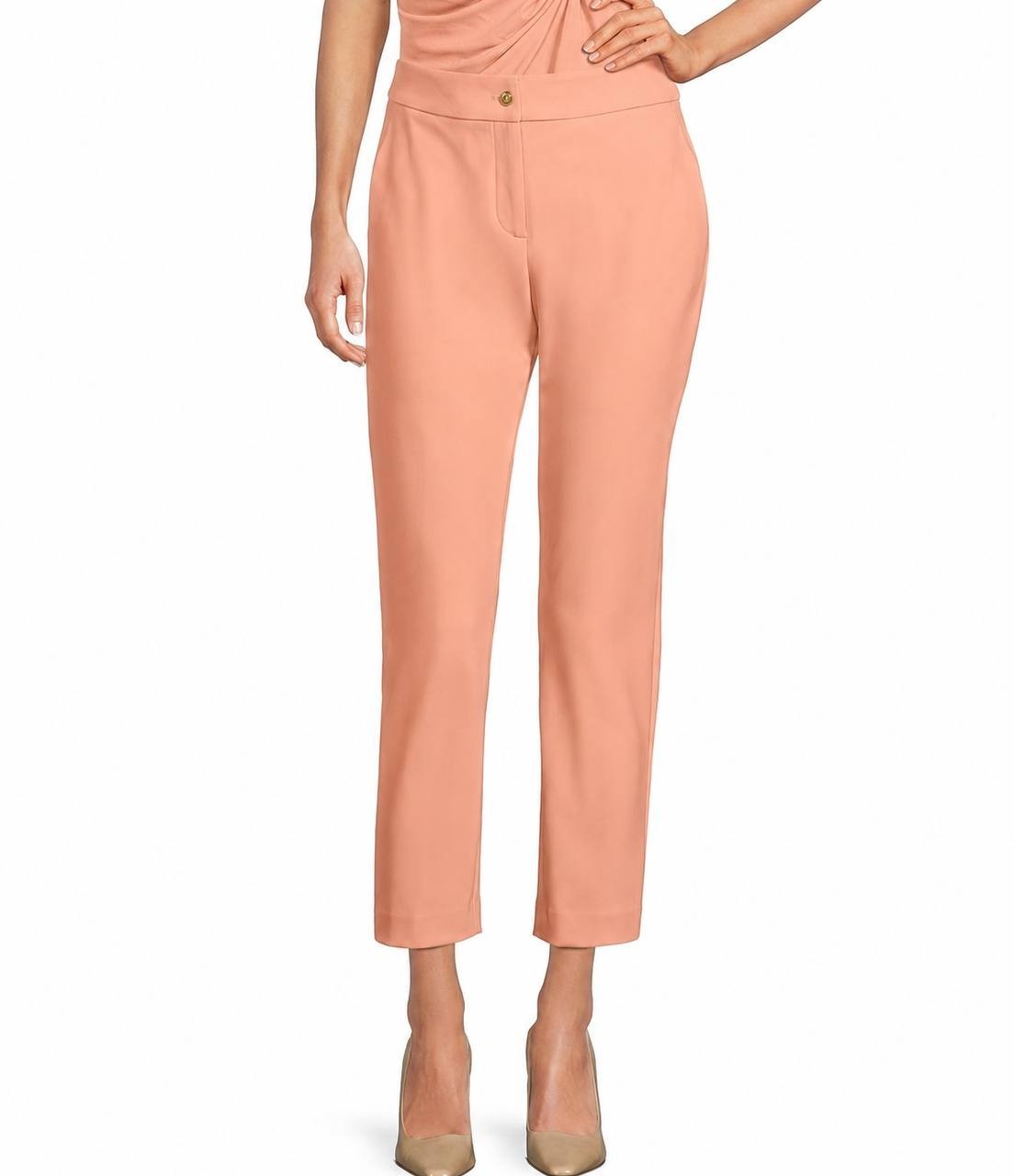 Donna Karan Woven Slim Leg Ankle Pants Apricot 8P NWT $109