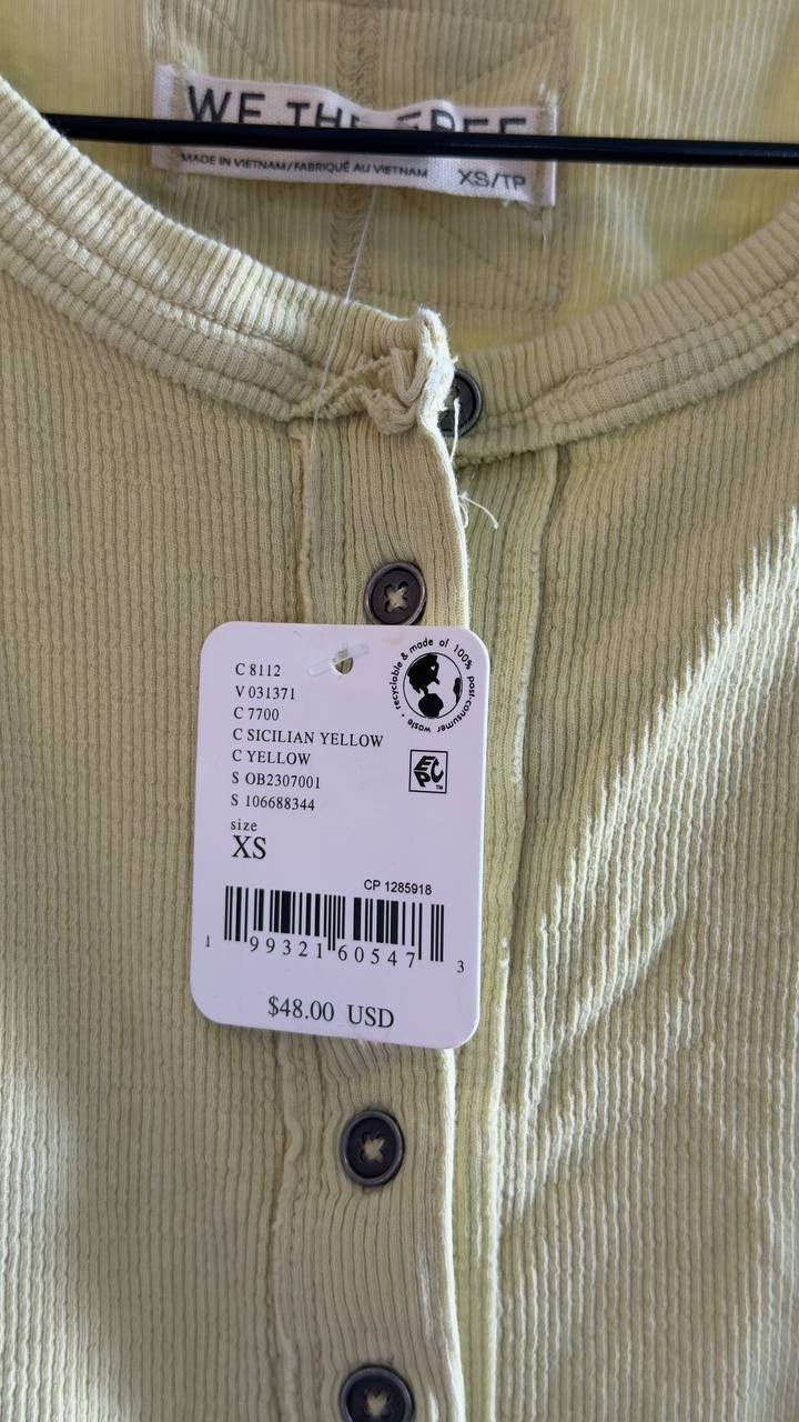 We The Free Jamie Henley Ribbed Tank Sicilian Yellow XS NWT $48