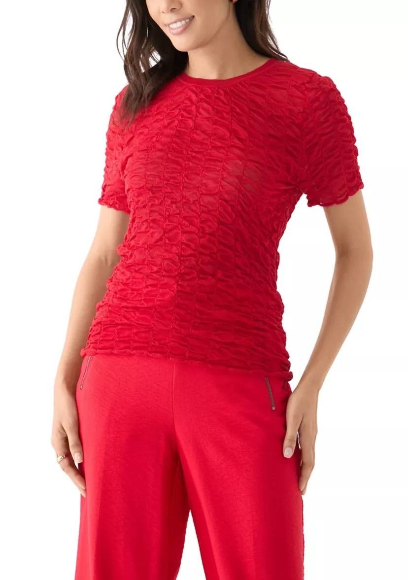 DKNY Women’s Short Sleeve Pucket Knit Top Red M NWOT $89