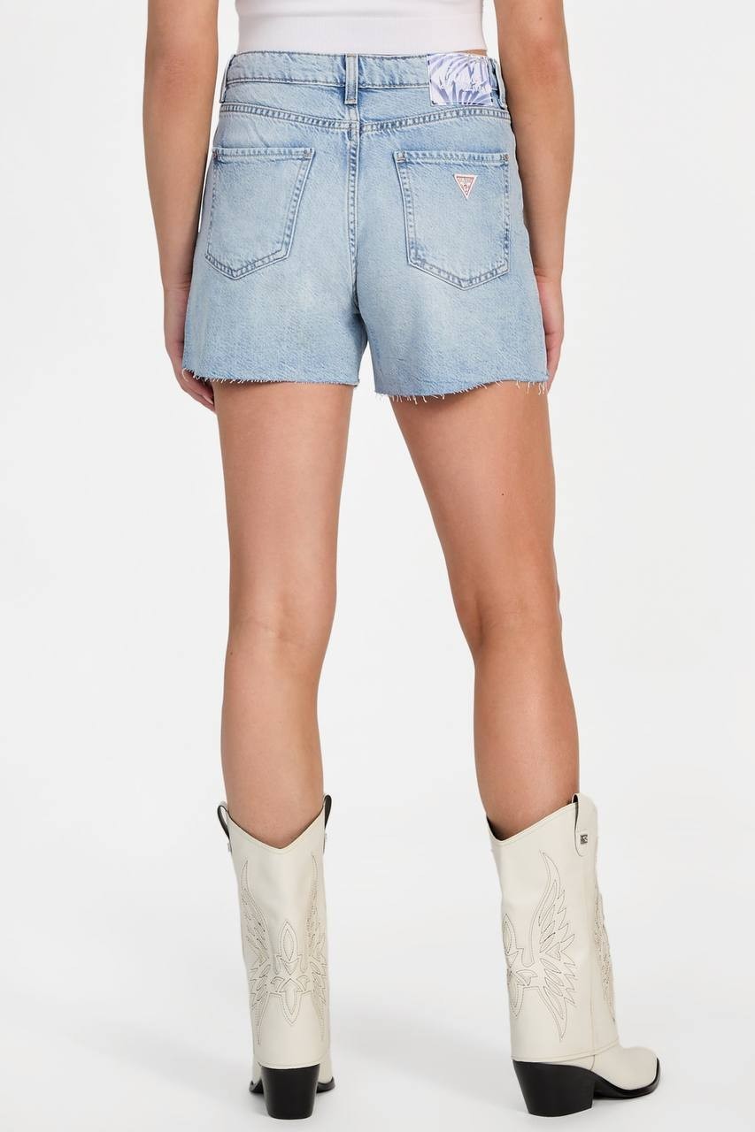Guess Eco Featherweight Relaxed Midi Denim Shorts Blue Maiorca Size 30 NWT $89