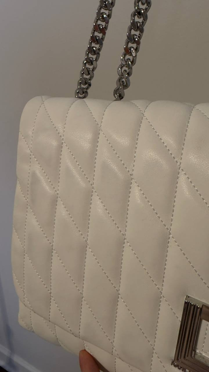 Karl Lagerfeld Paris Lafayette Lamb Leather Shoulder Bag White NWT