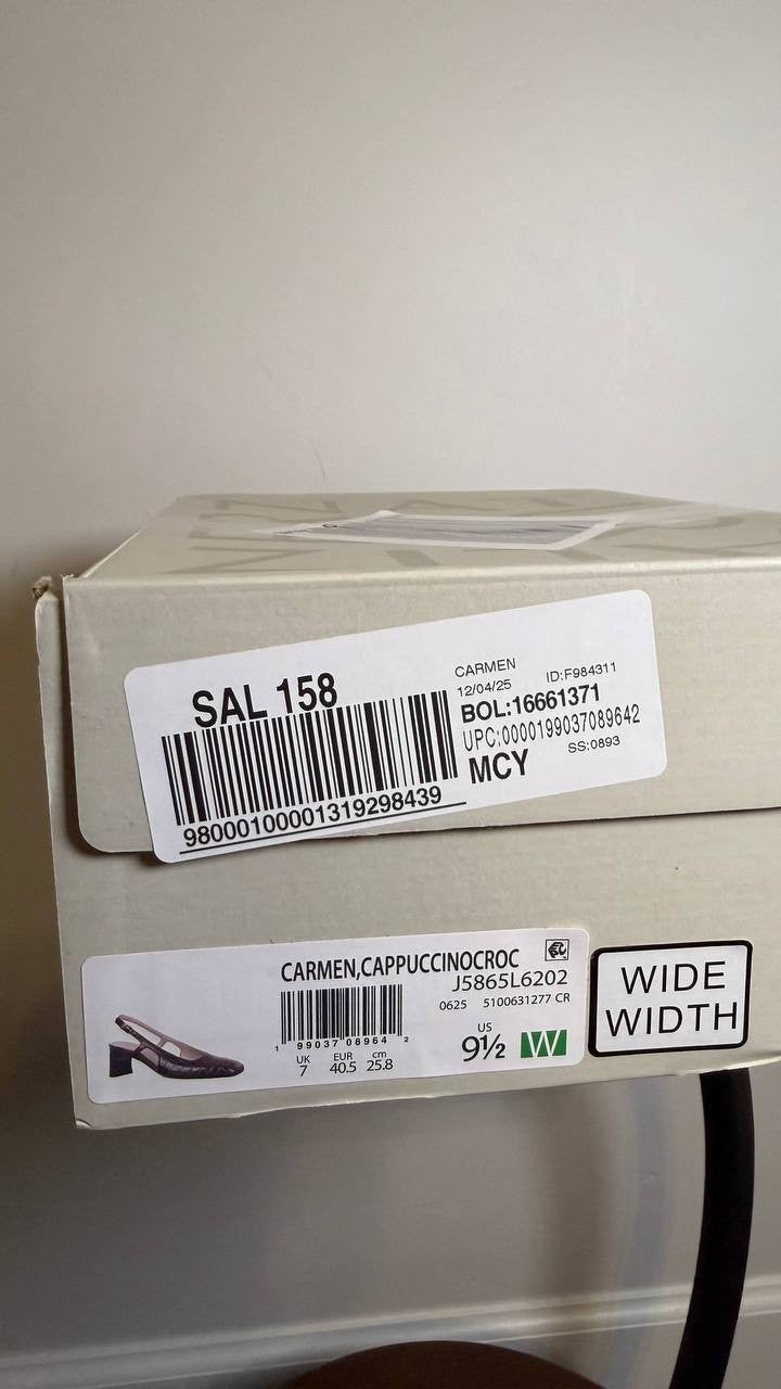Naturalizer Carmen Pumps 9.5W Cappuccino Croc Leather Slingback NIB msrp$145
