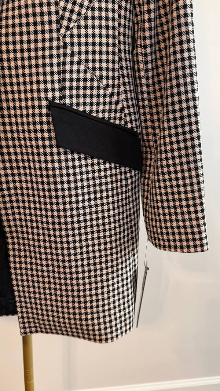Karl Lagerfeld Paris Women’s Checkered One‑Button Blazer Black White 4 $199 NWT