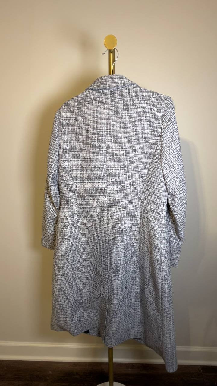 Le Suit Tweed Topper Jacket Indigo White 10 NWT $100