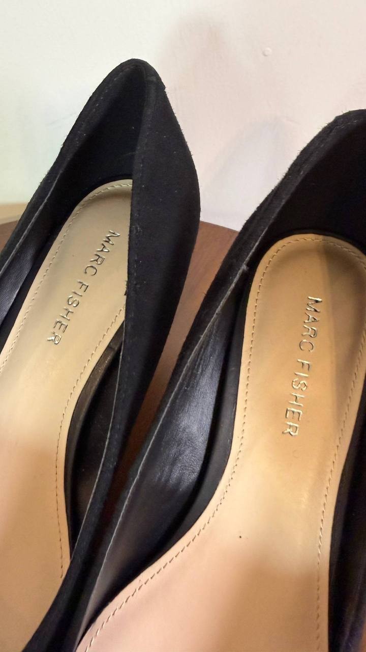 Marc Fisher Alola Pumps 7.5M Black Suede Pointed Toe Mid Stiletto NIB msrp$99