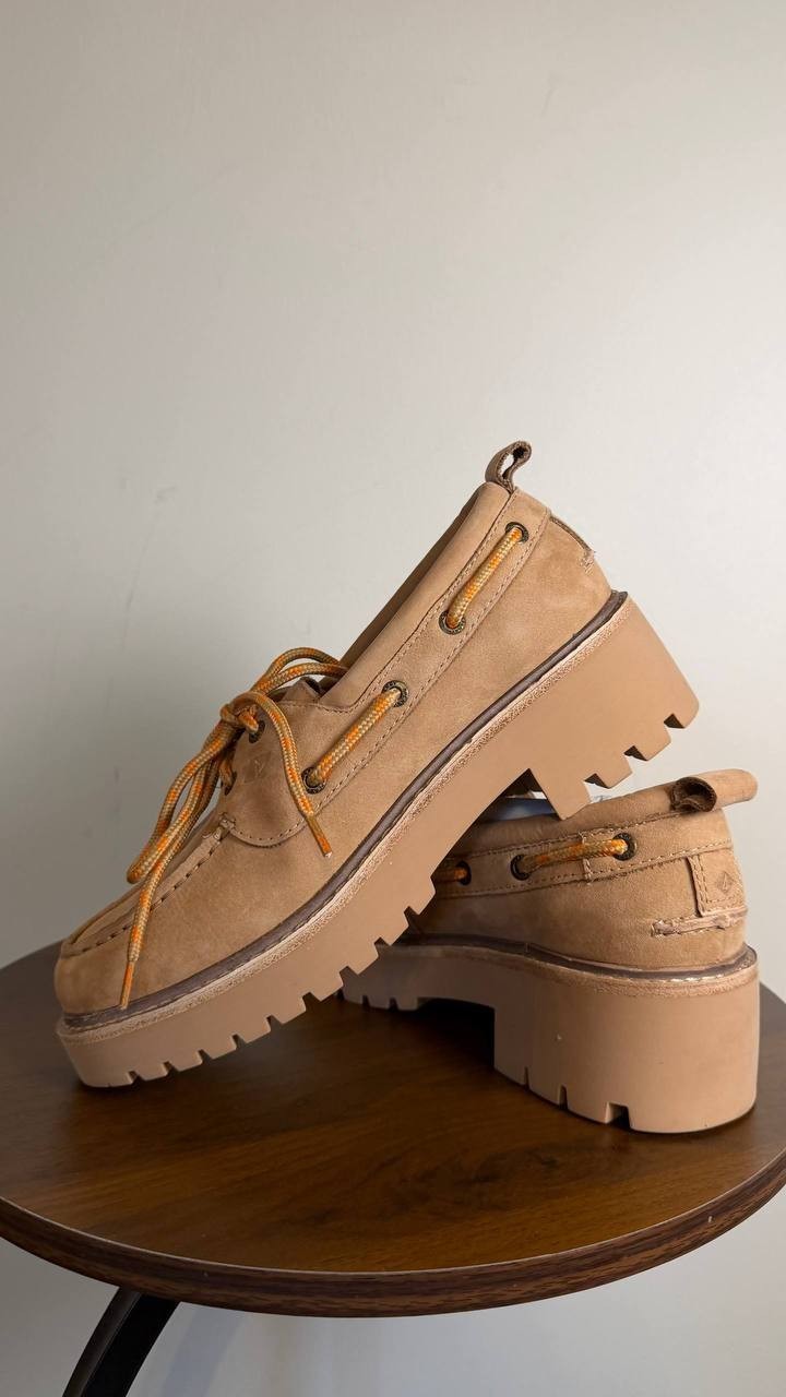 Sperry Authentic Original Boat Shoes 7 Tan Leather Lug Sole 2‑Eye NIB msrp$140