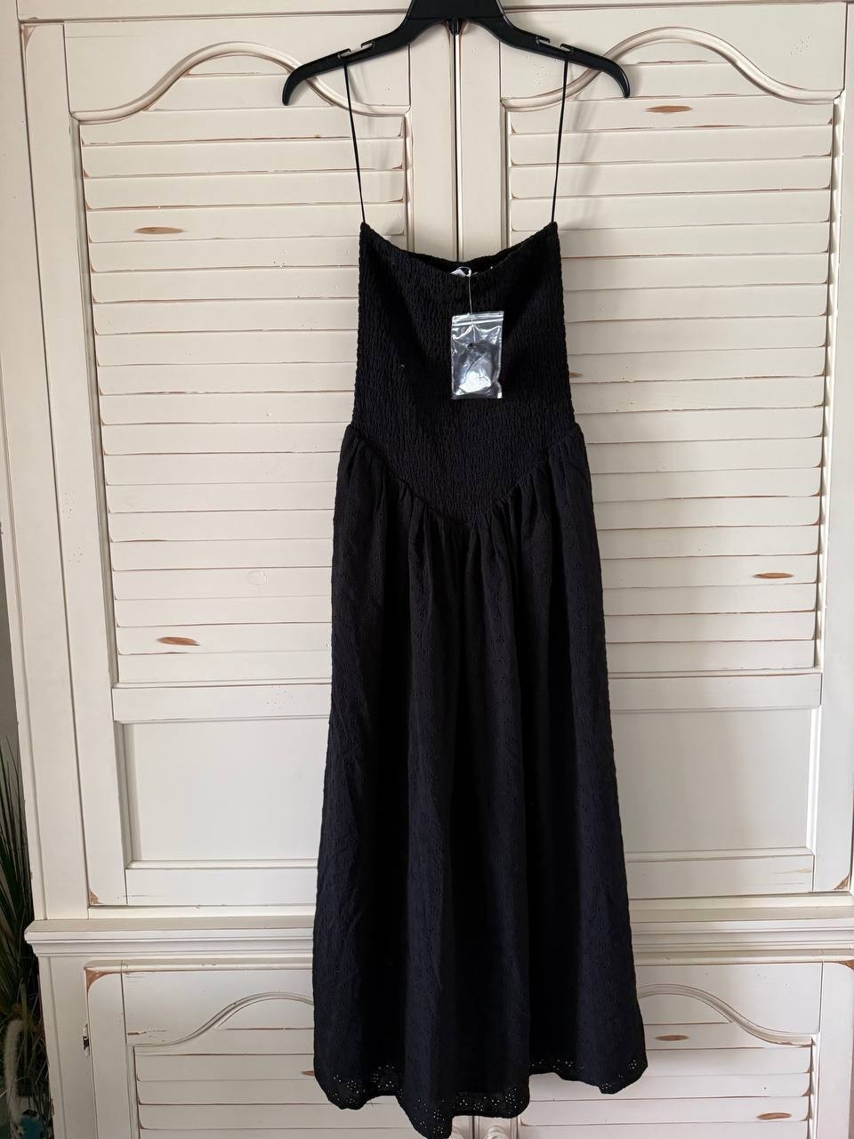 Wayf Melody Convertible Strapless Eyelet Dress Black, Size S, NWT, Elegant
