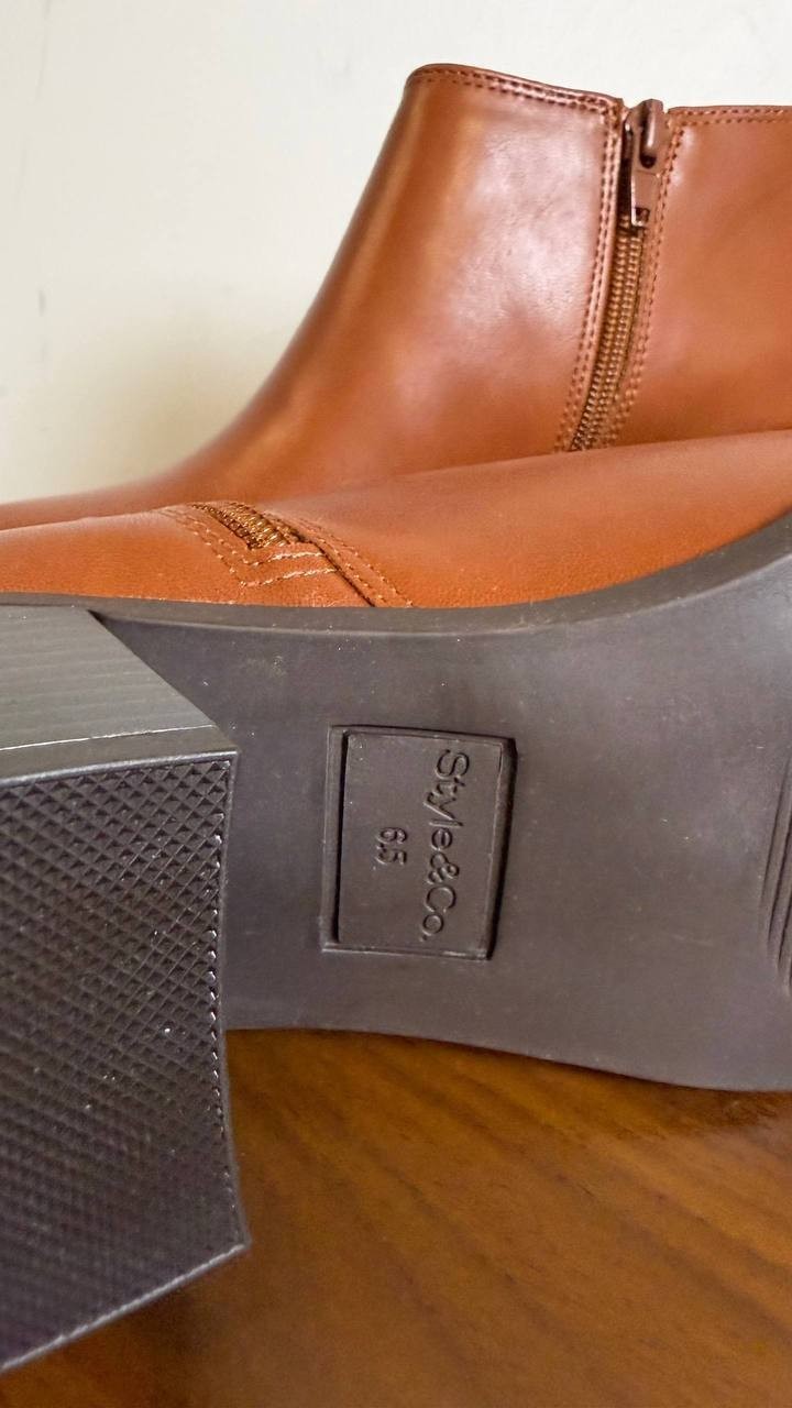 Style & Co Felaa Block Heel Booties Acorn Brown Women’s 6.5M NWB $79.90