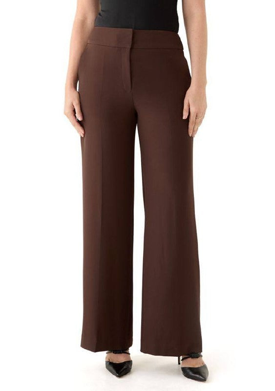 Calvin Klein Whitney Wide‑Leg Pants Chocolate Size10 NWT Modern Chic msrp$109