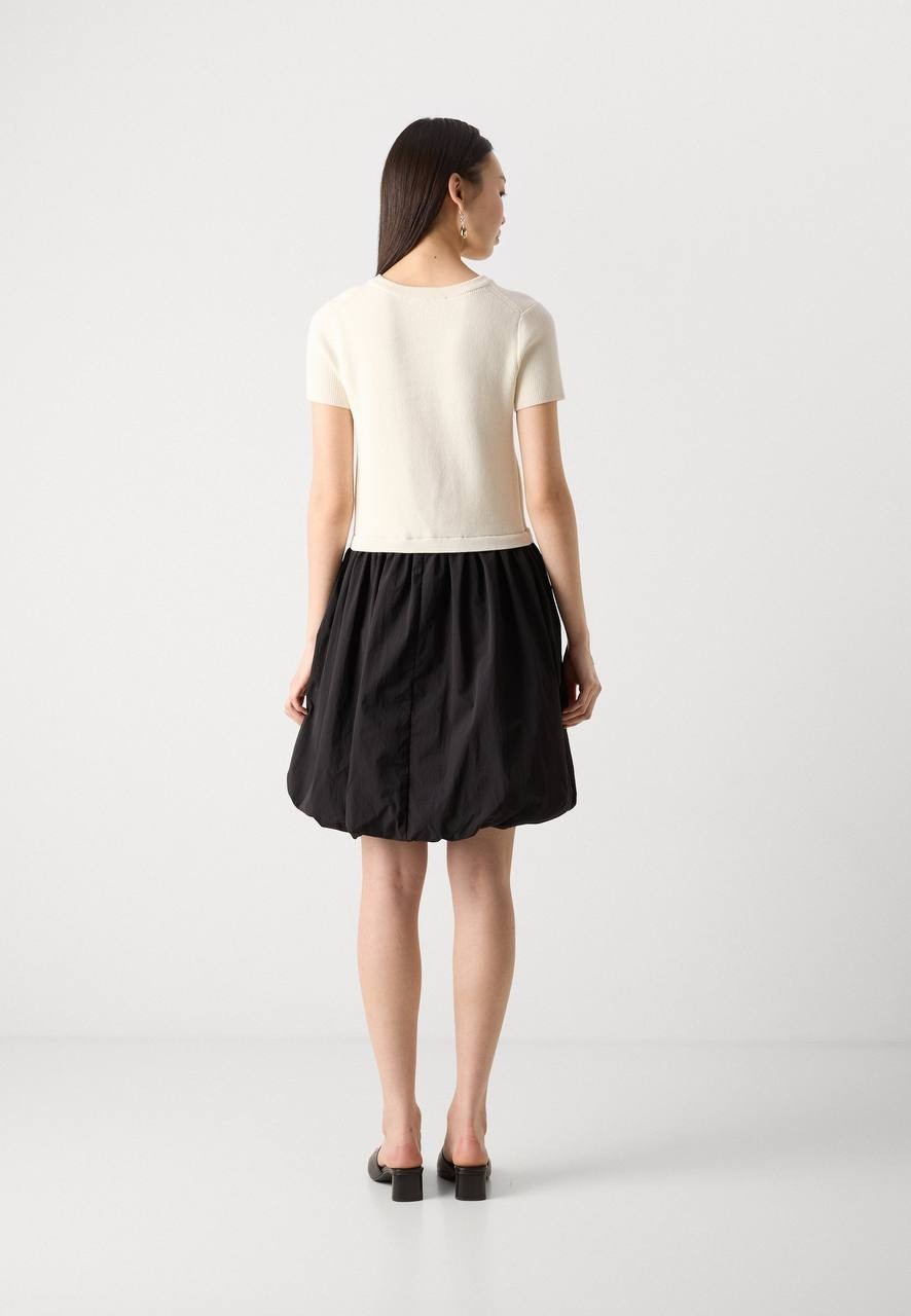 DKNY Mix Media Bubble Dress Coconut/Black Size XL NWT $139