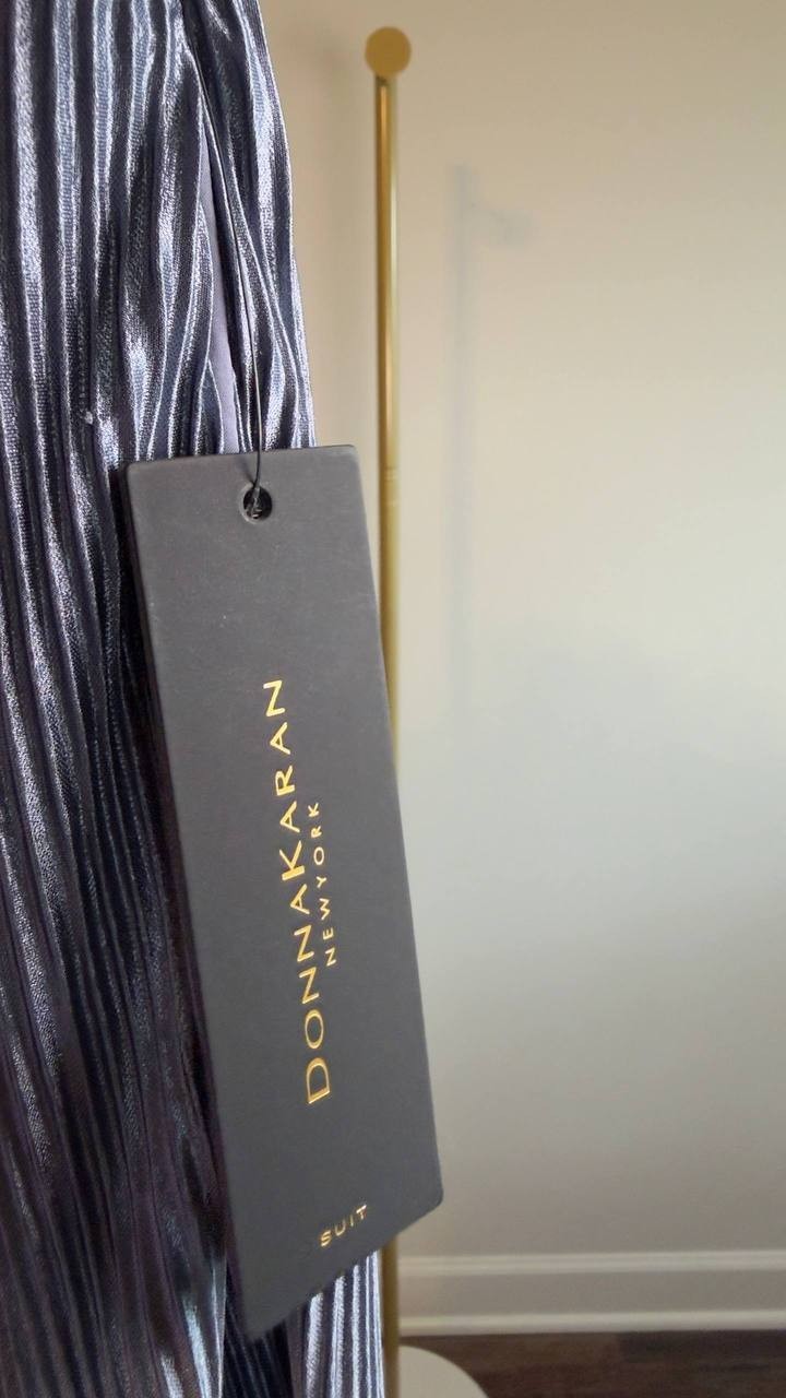 Donna Karan New York Blue Pull-On Pleated Wide-Leg Pants Size M NWT $99