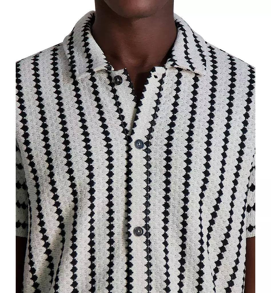 Karl Lagerfeld Paris Men’s Textured Wavy Striped Button‑Front Shirt XXL $99 NWT