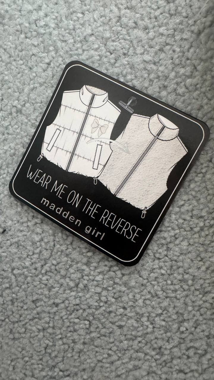 Madden Girl Sherpa Puffer Vest Pink, Bow Accent, Juniors' M, Sleeveless