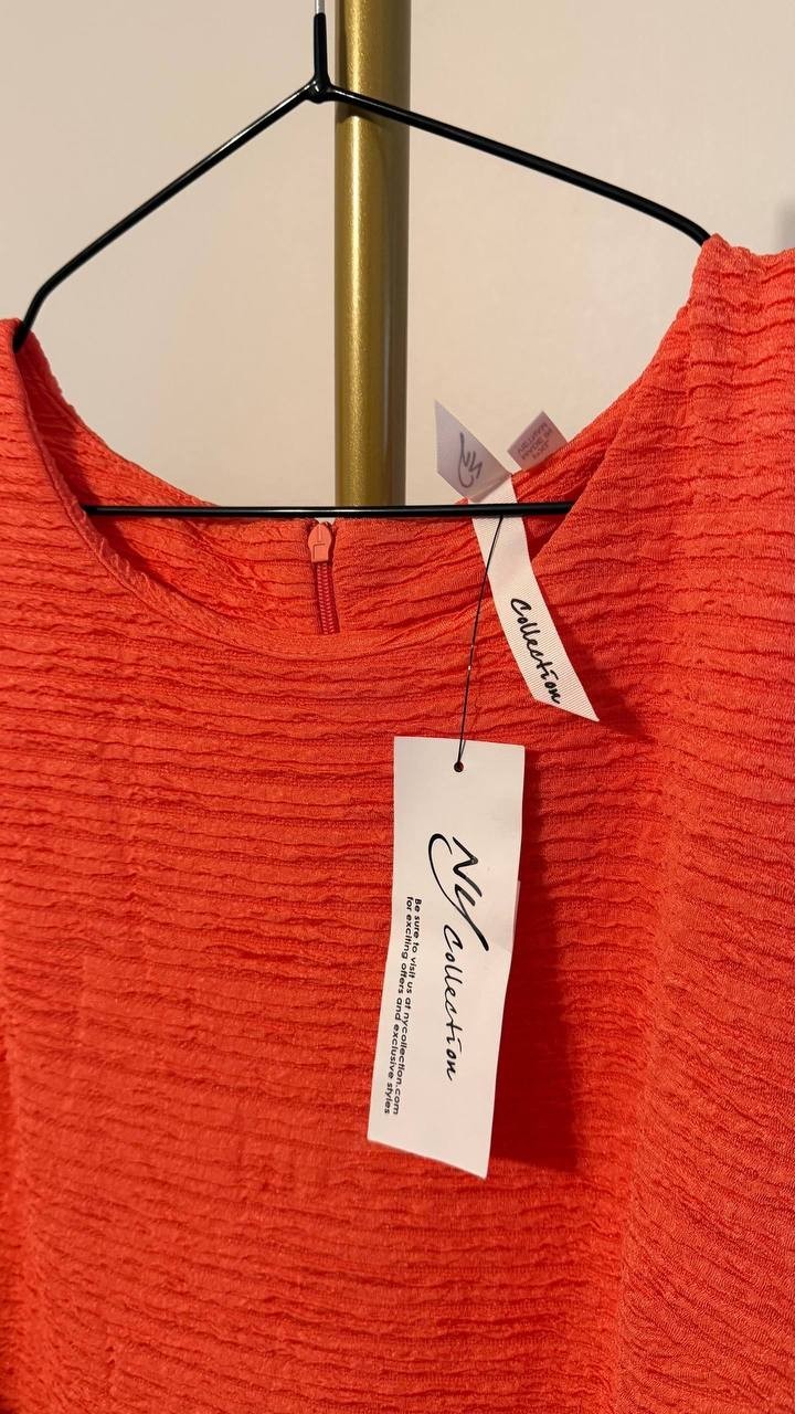 NY Collection Petite Textured Knit Dress Coral PXL $58 NWT