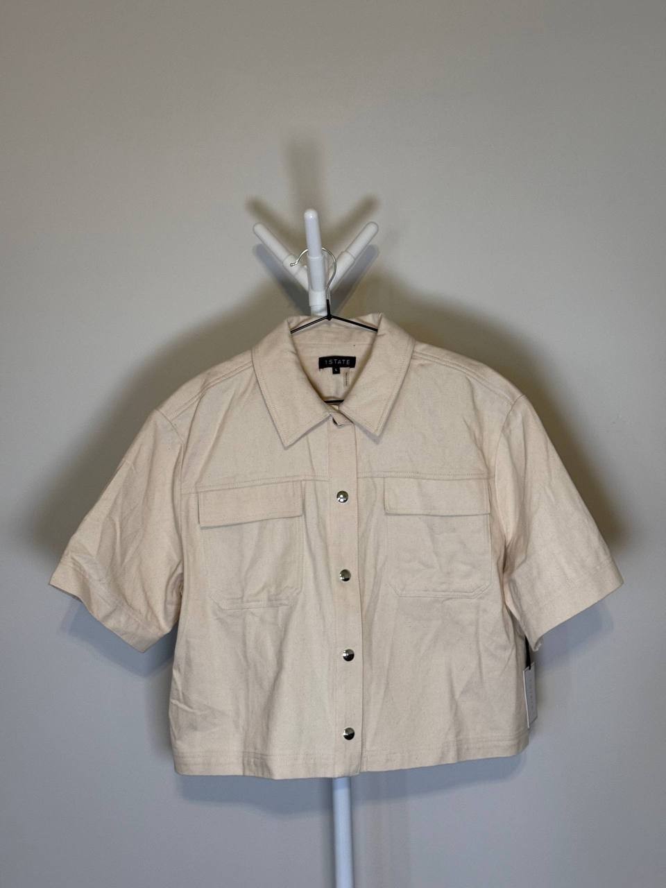 1.STATE Cropped Jacket – White Swan / Neutral – Size L – NWT