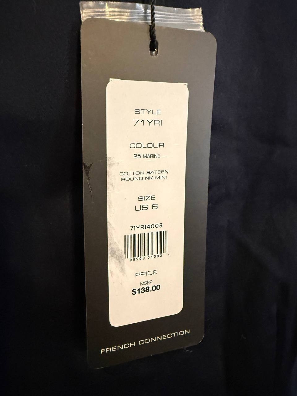 French Connection Sleeveless Cotton Sateen Minidress – Size 6 – NWT – $138