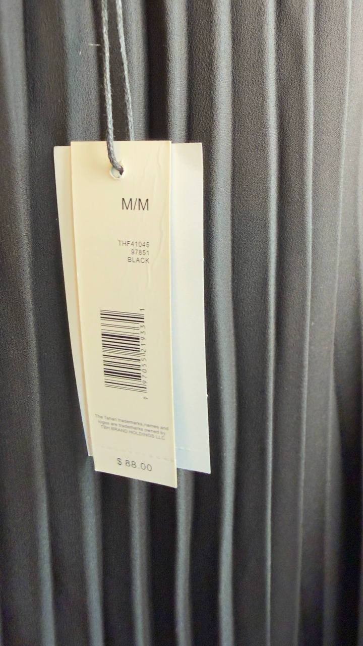 T Tahari Pull‑On Pleated Midi Skirt Black M NWT $88