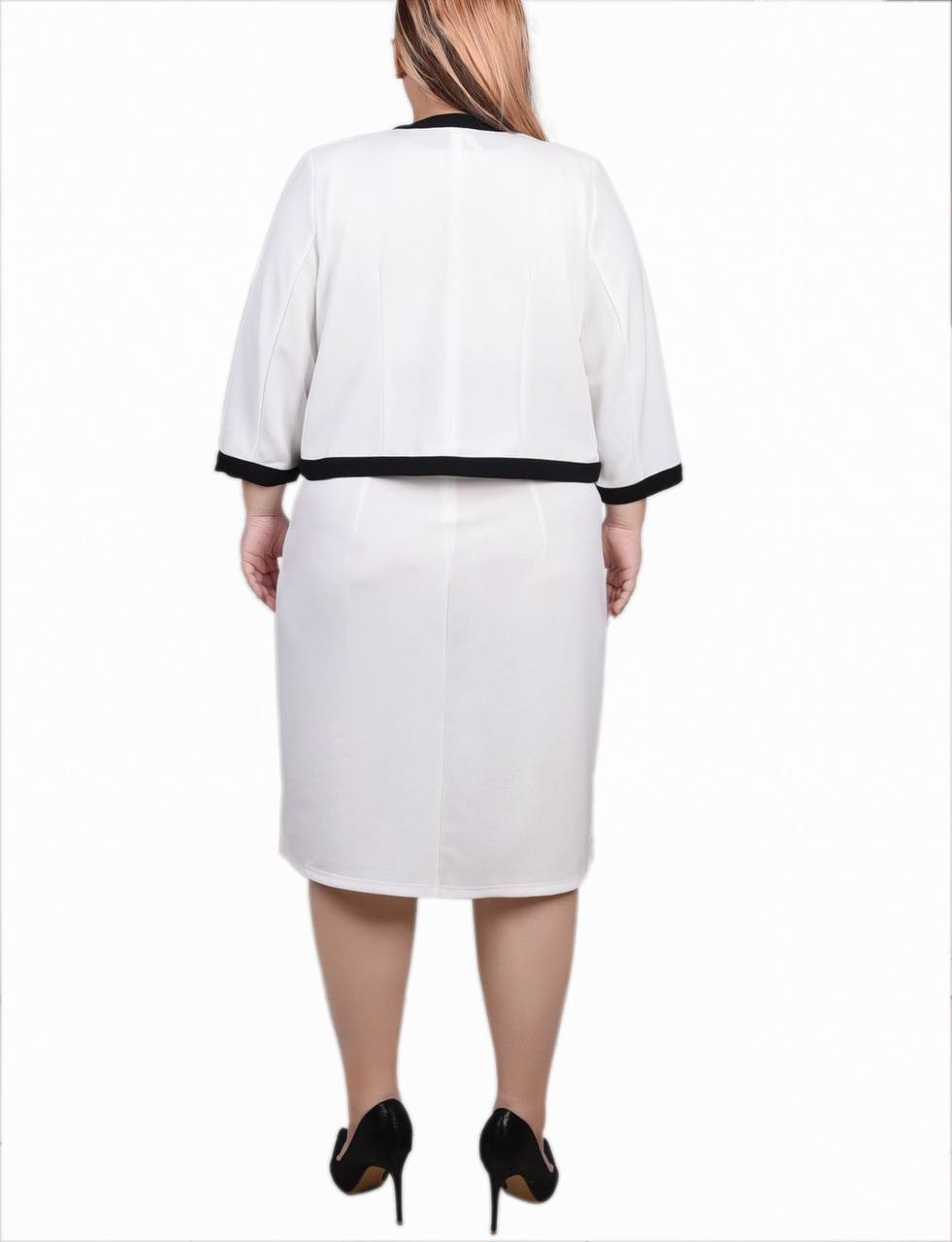 NY Collection Plus Size Colorblocked 2‑Piece Dress Set White 18W NWT $49