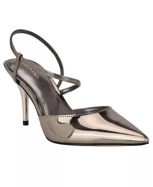 Calvin Klein Cordera Strappy Stiletto Pumps – Mirror Metallic–Size 7M–NIB