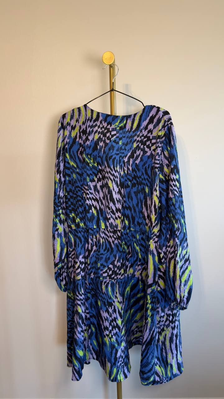 Nina Parker Plus Size Crinkle Wrap Dress Abstract Animal Multi 0X NWT $89