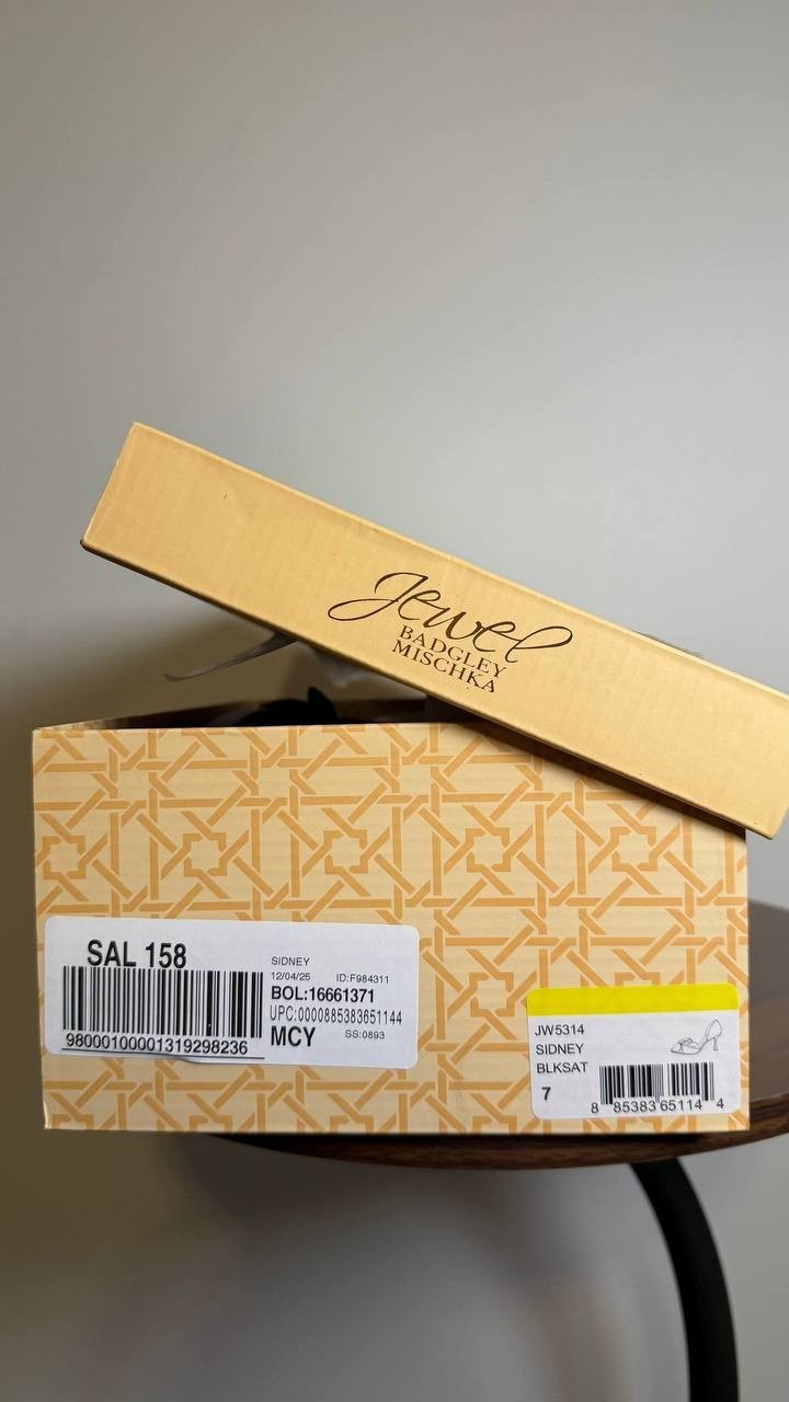 Badgley Mischka Jewel Pumps 7 Black Satin Pointed Toe Stiletto Heel NIB msrp$119