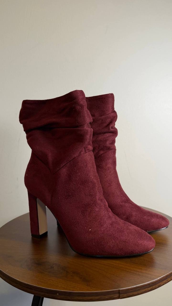 Jessica Simpson Mixtesa Booties 6M Dark Cherry Slouch Block Heel NIB msrp$109