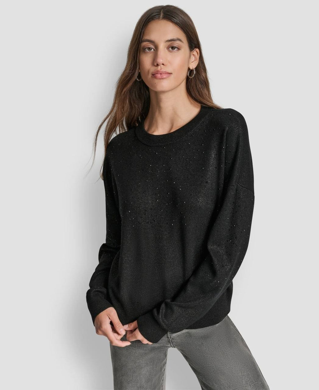 DKNY Sparkle Hotfix Long‑Sleeve Sweater – Size XS – NWT – $99
