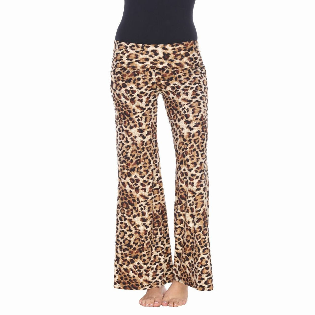 White Mark Women’s Cheetah Printed Palazzo Pants Brown Cheetah L NWOT $58