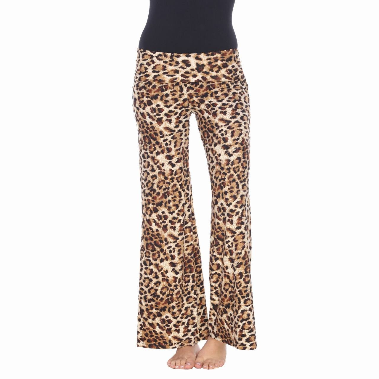 White Mark Women’s Cheetah Printed Palazzo Pants Brown Cheetah L NWOT $58