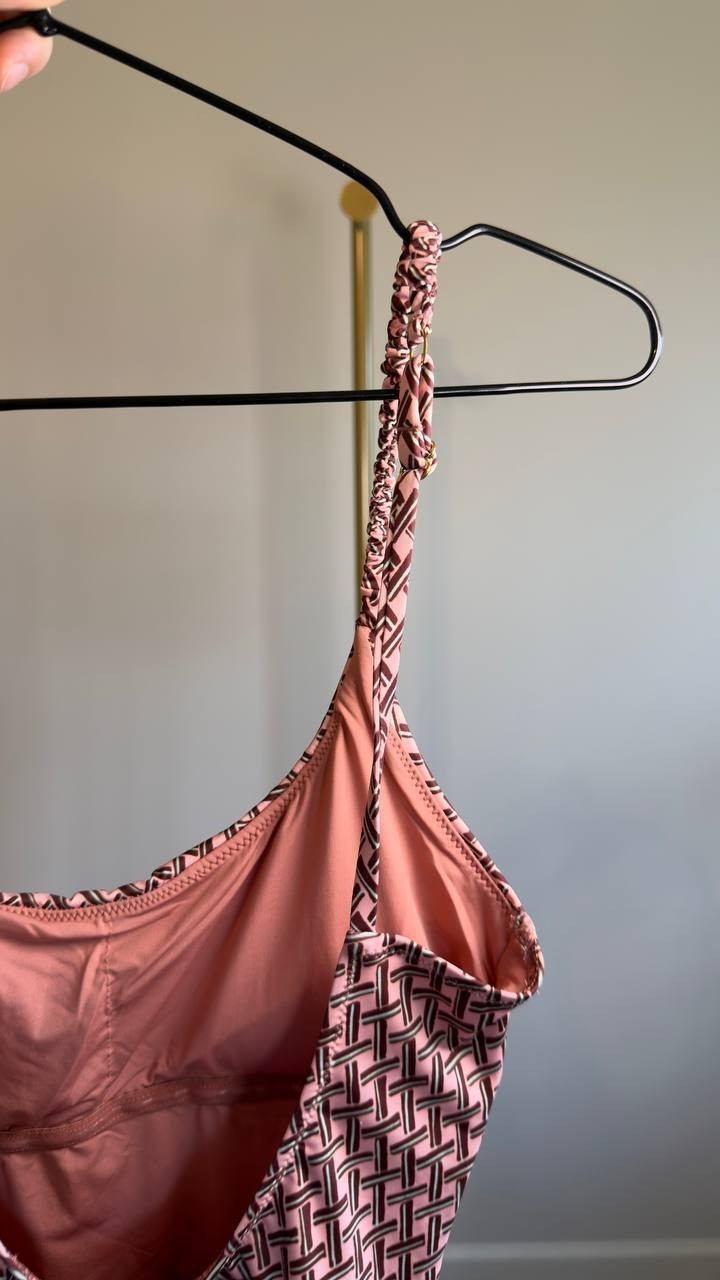 Gottex Luma Vintage Charm Square Neck One Piece Vintage Pink 8 NWOT $148
