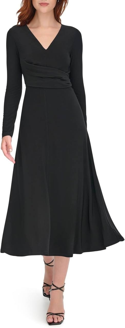 Tommy Hilfiger Short‑Sleeve V‑Neck Dress – Sizes 6 & 8 – NWT – Black – $99