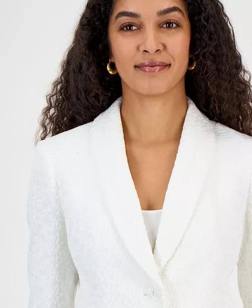 Kasper Women’s Bonded‑Lace Shawl‑Collar Blazer Lily White 10P $149 NWT