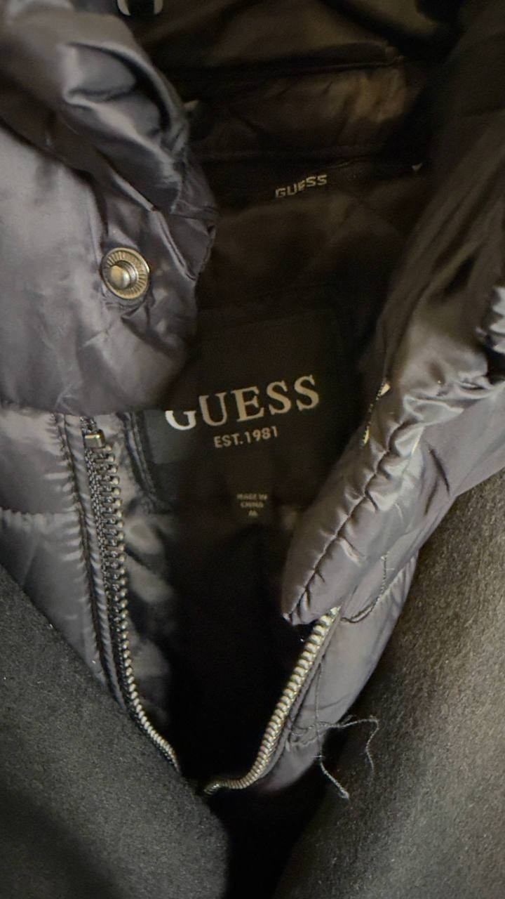 GUESS Men’s Peacoat Removable Nylon Hood Jet Black M NWT $350